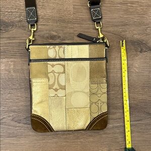 Coach Patchwork Crossbody Bag in Gold and Brown